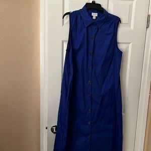 Sleeveless Blue Button-Up Dress